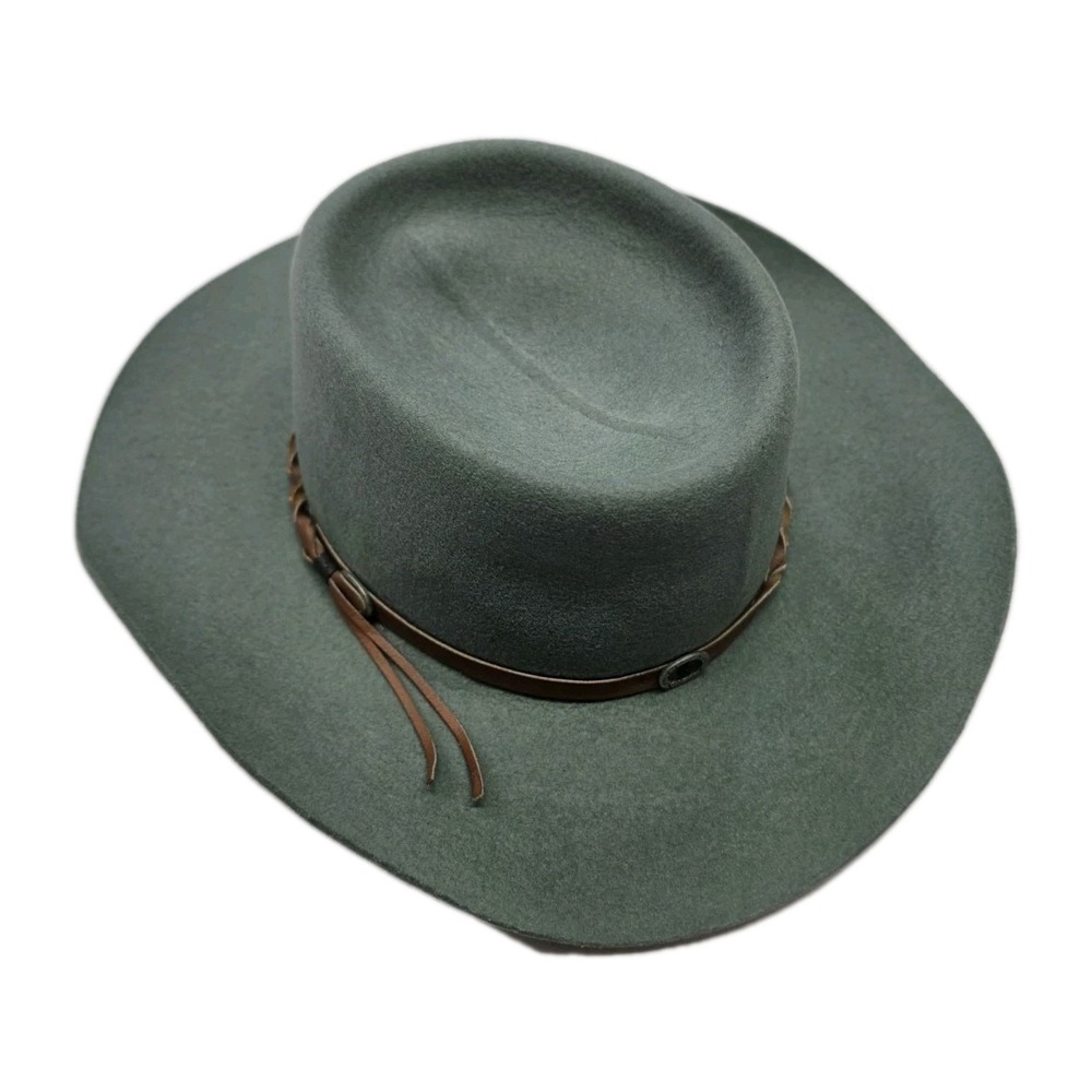 Vintage Stetson Pony Express Pure Wool Cowboy Hat Size 6 3/4 Olive Green 3179